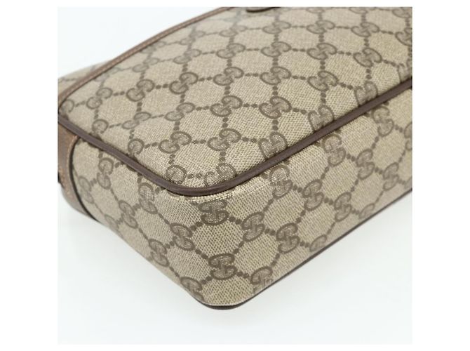 Clutch GUCCI GG Supreme in PVC Beige Marrone Oro 89 01 044 Auth am11575 D'oro - vista 9