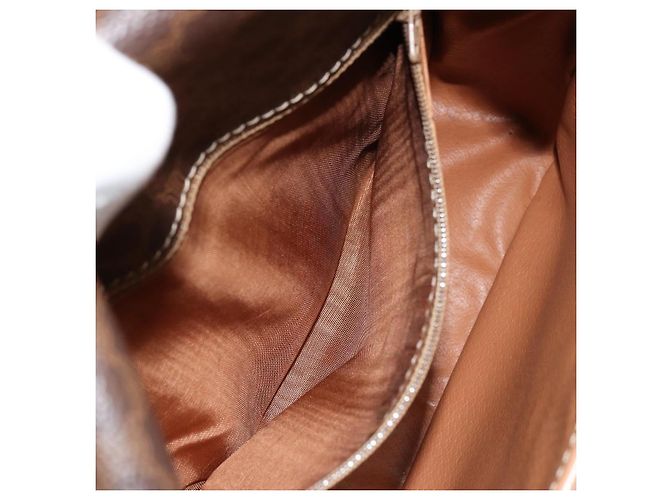 Céline Borsa a tracolla CELINE Macadam Canvas PVC Pelle Marrone Oro Auth mr2468A D'oro - vista 11