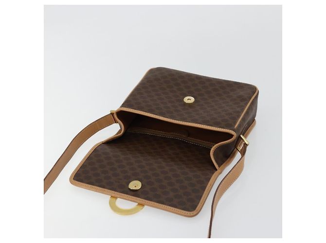 Céline Borsa a tracolla CELINE Macadam Canvas PVC Pelle Marrone Oro Auth mr2468A D'oro - vista 18