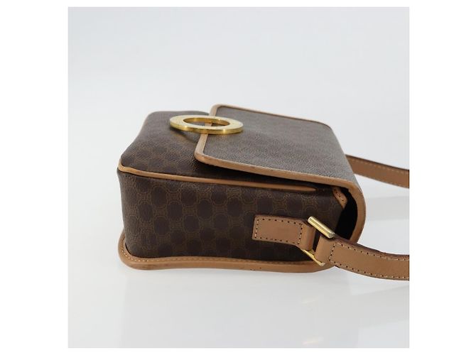 Céline Borsa a tracolla CELINE Macadam Canvas PVC Pelle Marrone Oro Auth mr2468A D'oro - vista 3