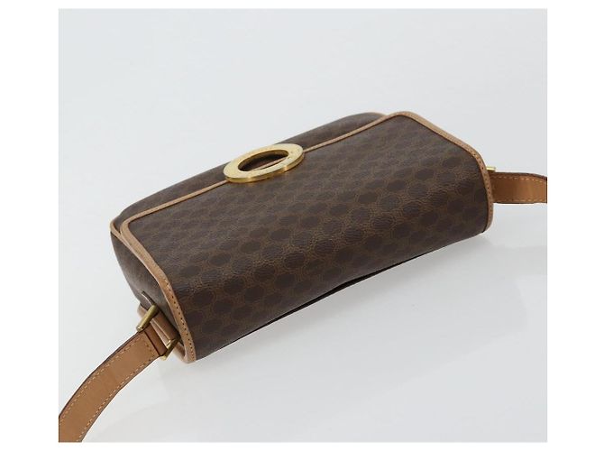 Céline Borsa a tracolla CELINE Macadam Canvas PVC Pelle Marrone Oro Auth mr2468A D'oro - vista 6