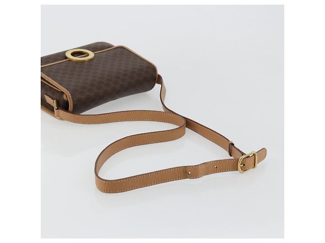 Céline Borsa a tracolla CELINE Macadam Canvas PVC Pelle Marrone Oro Auth mr2468A D'oro - vista 7