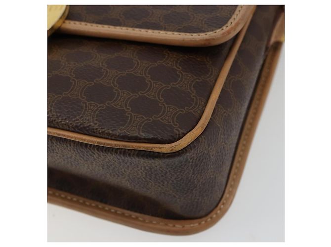 Céline Borsa a tracolla CELINE Macadam Canvas PVC Pelle Marrone Oro Auth mr2468A D'oro - vista 9