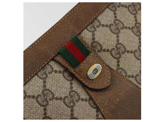 Clutch GUCCI GG Supreme Web Sherry Line in PVC Beige 89 01 032 Auth 177611 - vista 12