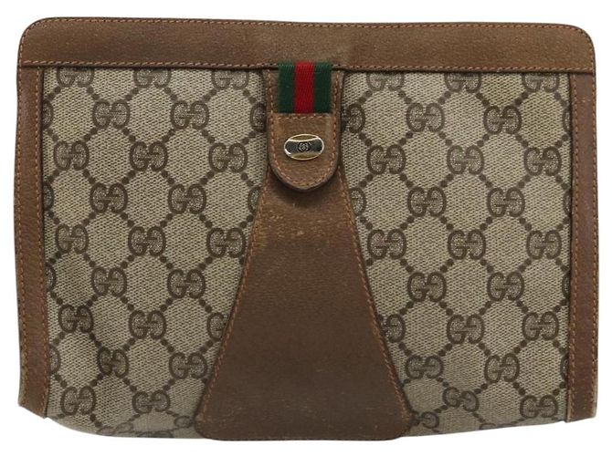 Clutch GUCCI GG Supreme Web Sherry Line in PVC Beige 89 01 032 Auth 177611 - vista 2