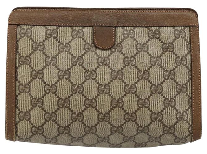 Clutch GUCCI GG Supreme Web Sherry Line in PVC Beige 89 01 032 Auth 177611 - vista 3