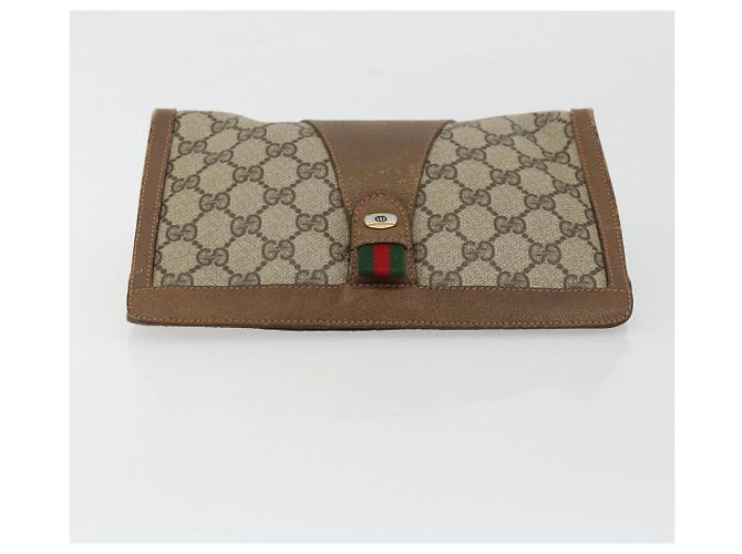 Clutch GUCCI GG Supreme Web Sherry Line in PVC Beige 89 01 032 Auth 177611 - vista 6