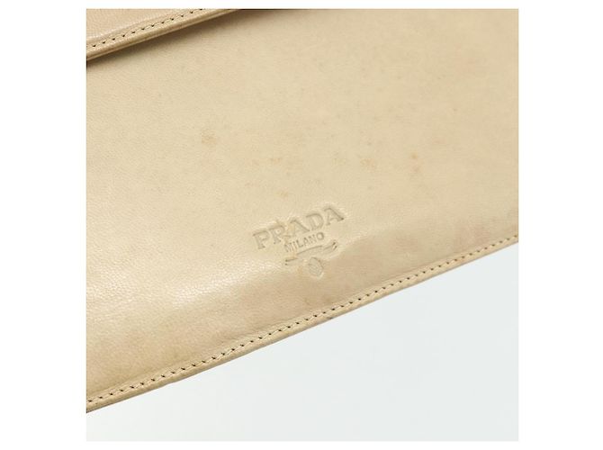 Borsa a Spalla con Catena PRADA in Pelle Beige Argento Auth 180139 - vista 10