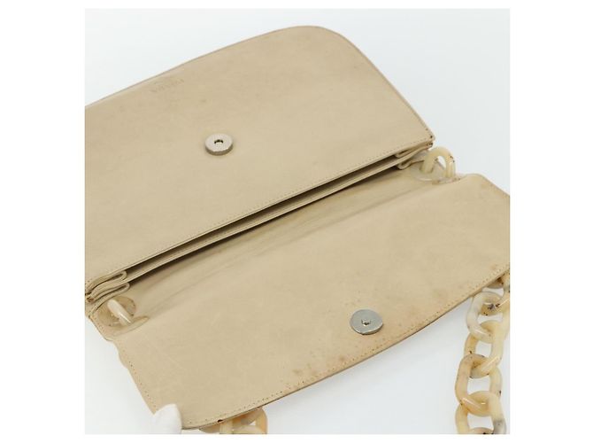 Borsa a Spalla con Catena PRADA in Pelle Beige Argento Auth 180139 - vista 11