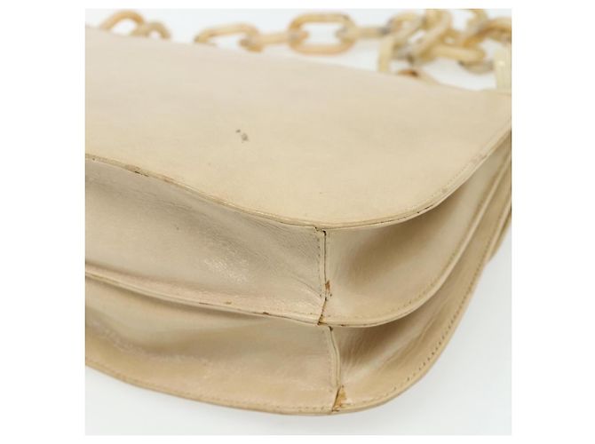 Borsa a Spalla con Catena PRADA in Pelle Beige Argento Auth 180139 - vista 15