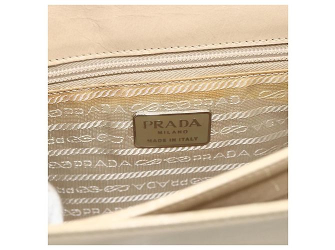 Borsa a Spalla con Catena PRADA in Pelle Beige Argento Auth 180139 - vista 17