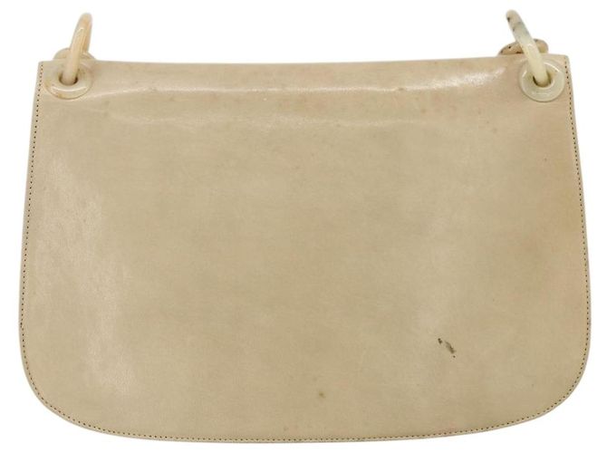 Borsa a Spalla con Catena PRADA in Pelle Beige Argento Auth 180139 - vista 2