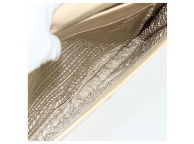 Borsa a Spalla con Catena PRADA in Pelle Beige Argento Auth 180139 - vista 22