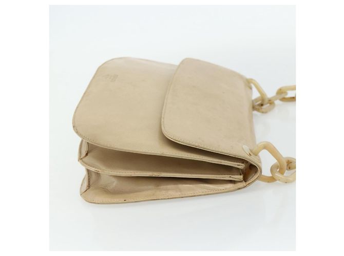 Borsa a Spalla con Catena PRADA in Pelle Beige Argento Auth 180139 - vista 4