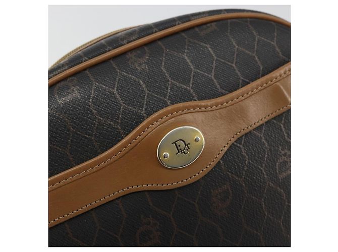 Borsa a Spalla Christian Dior Honeycomb Canvas PVC Nero Oro Auth BA12519 D'oro - vista 14