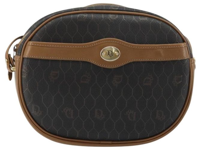 Borsa a Spalla Christian Dior Honeycomb Canvas PVC Nero Oro Auth BA12519 D'oro - vista 2