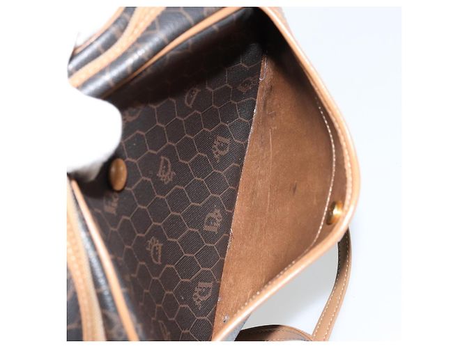 Borsa a Spalla Christian Dior Honeycomb Canvas PVC Nero Oro Auth BA12519 D'oro - vista 21