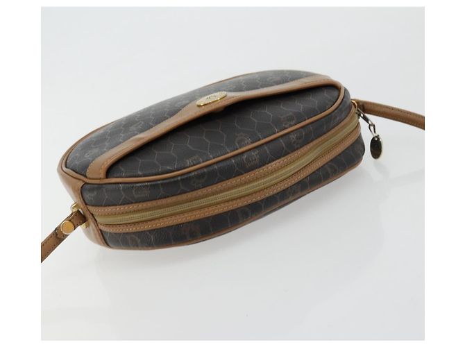 Borsa a Spalla Christian Dior Honeycomb Canvas PVC Nero Oro Auth BA12519 D'oro - vista 6
