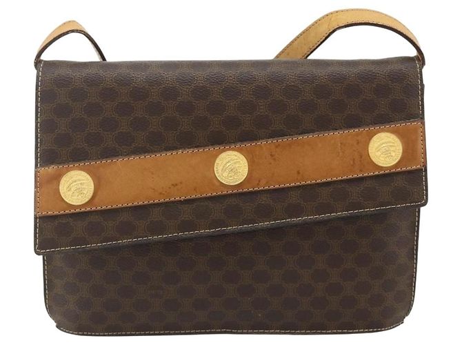 Céline CELINE Borsa a Spalla Macadam Canvas Medallion PVC Pelle Marrone Oro Auth ep14618 D'oro - vista 13