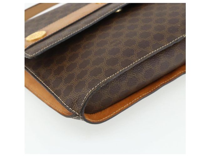 Céline CELINE Borsa a Spalla Macadam Canvas Medallion PVC Pelle Marrone Oro Auth ep14618 D'oro - vista 14