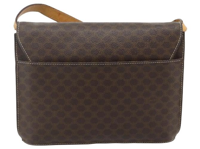 Céline CELINE Borsa a Spalla Macadam Canvas Medallion PVC Pelle Marrone Oro Auth ep14618 D'oro - vista 2