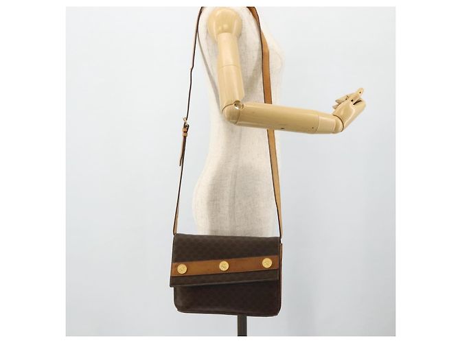 Céline CELINE Borsa a Spalla Macadam Canvas Medallion PVC Pelle Marrone Oro Auth ep14618 D'oro - vista 22