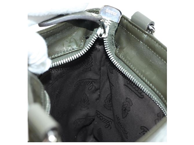 Borsa a tracolla GUCCI GG Implementation PVC Silver Khaki 201538 Auth am11587V Argento Cachi - vista 20