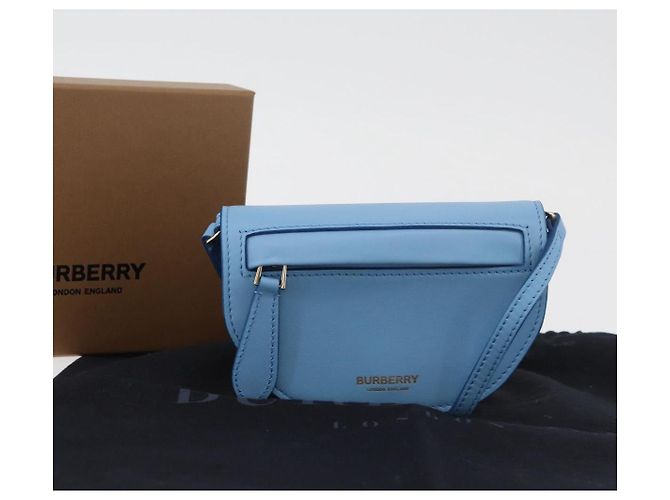 Borsa a tracolla BURBERRY Shoulder Pouch in pelle azzurro oro Auth 178979V D'oro Blu chiaro - vista 12
