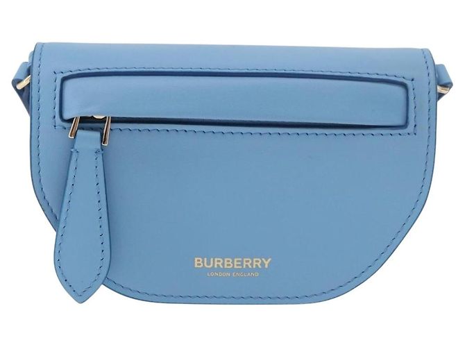 Borsa a tracolla BURBERRY Shoulder Pouch in pelle azzurro oro Auth 178979V D'oro Blu chiaro - vista 13