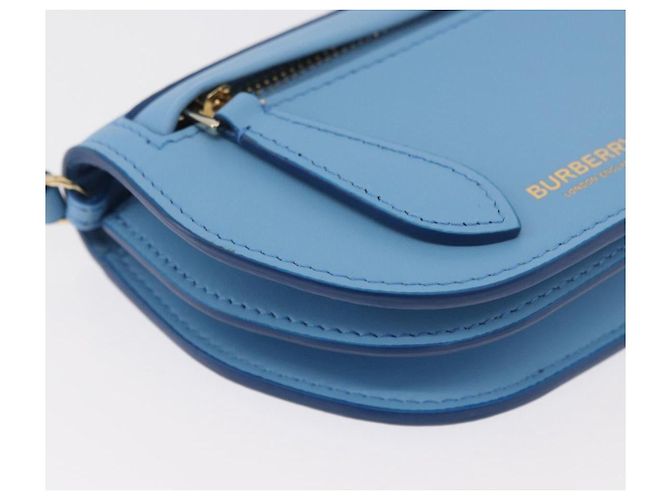 Borsa a tracolla BURBERRY Shoulder Pouch in pelle azzurro oro Auth 178979V D'oro Blu chiaro - vista 14