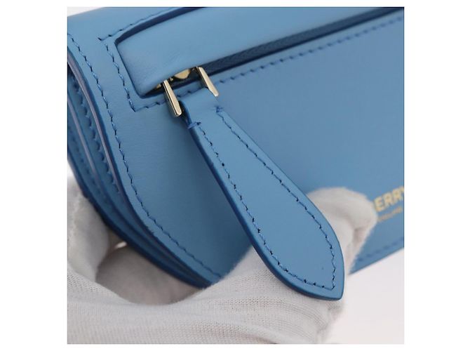 Borsa a tracolla BURBERRY Shoulder Pouch in pelle azzurro oro Auth 178979V D'oro Blu chiaro - vista 18