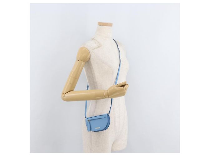 Borsa a tracolla BURBERRY Shoulder Pouch in pelle azzurro oro Auth 178979V D'oro Blu chiaro - vista 25