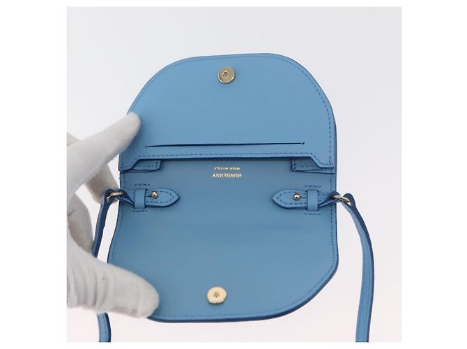 Borsa a tracolla BURBERRY Shoulder Pouch in pelle azzurro oro Auth 178979V D'oro Blu chiaro - vista 9