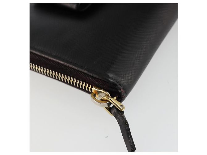 Saffiano Cartera larga PRADA de piel Safiano Negro Oro Auth bs35081 Dorado - vista 14