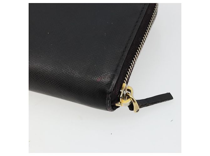 Saffiano Cartera larga PRADA de piel Safiano Negro Oro Auth bs35081 Dorado - vista 15