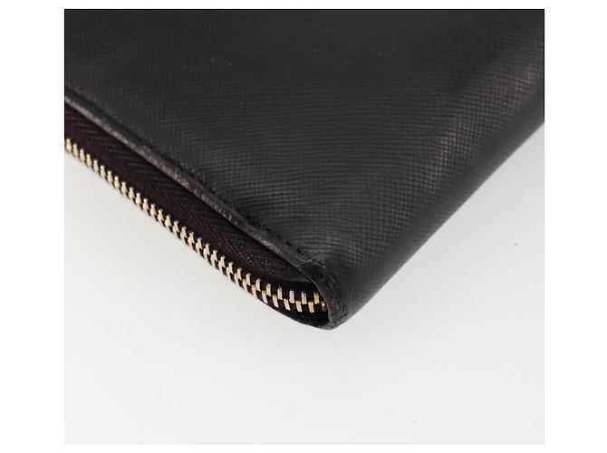 Saffiano Cartera larga PRADA de piel Safiano Negro Oro Auth bs35081 Dorado - vista 16
