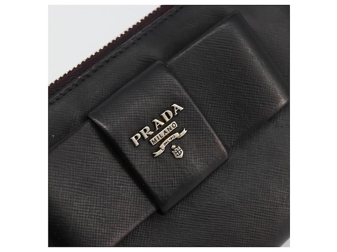 Saffiano Cartera larga PRADA de piel Safiano Negro Oro Auth bs35081 Dorado - vista 17