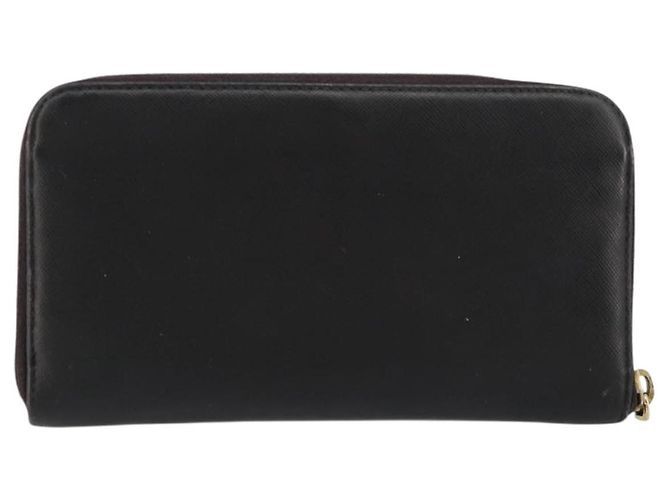Saffiano Cartera larga PRADA de piel Safiano Negro Oro Auth bs35081 Dorado - vista 2