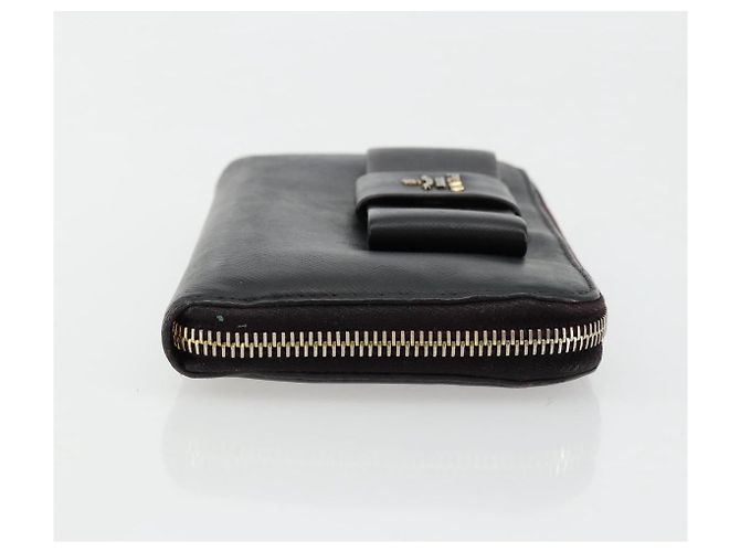 Saffiano Cartera larga PRADA de piel Safiano Negro Oro Auth bs35081 Dorado - vista 3