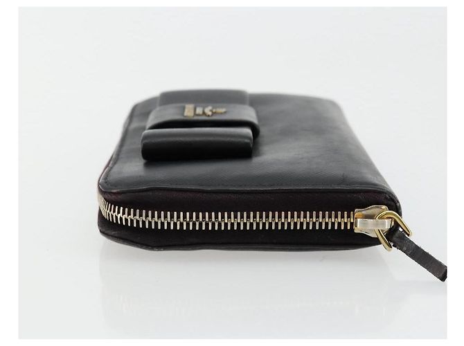 Saffiano Cartera larga PRADA de piel Safiano Negro Oro Auth bs35081 Dorado - vista 4