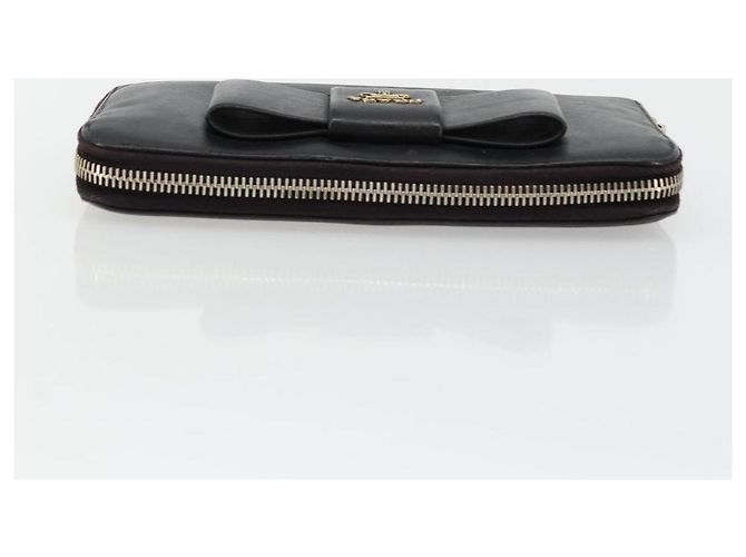 Saffiano Cartera larga PRADA de piel Safiano Negro Oro Auth bs35081 Dorado - vista 5