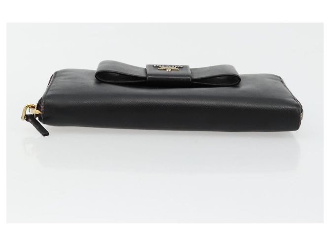 Saffiano Cartera larga PRADA de piel Safiano Negro Oro Auth bs35081 Dorado - vista 6