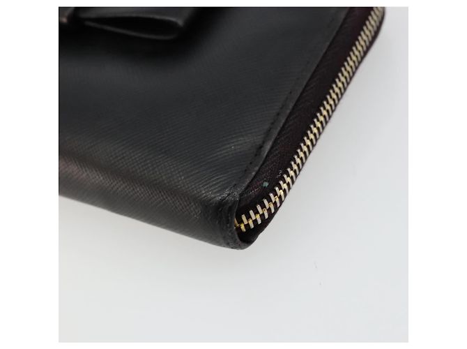 Saffiano Cartera larga PRADA de piel Safiano Negro Oro Auth bs35081 Dorado - vista 7