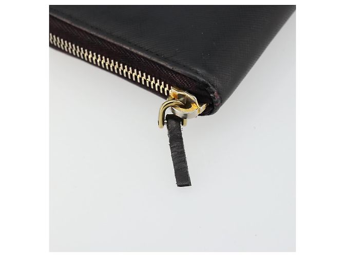 Saffiano Cartera larga PRADA de piel Safiano Negro Oro Auth bs35081 Dorado - vista 8