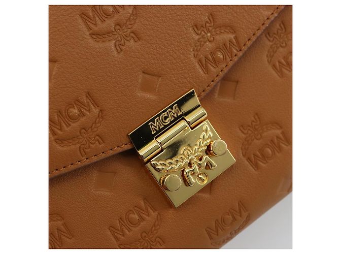 Borsa a Spalla MCM Vicetos Logogram Chain in Pelle Marrone Oro Auth mr2451V D'oro - vista 14