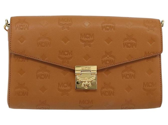 Borsa a Spalla MCM Vicetos Logogram Chain in Pelle Marrone Oro Auth mr2451V D'oro - vista 2