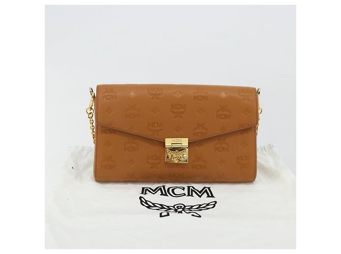Borsa a Spalla MCM Vicetos Logogram Chain in Pelle Marrone Oro Auth mr2451V D'oro - vista 25