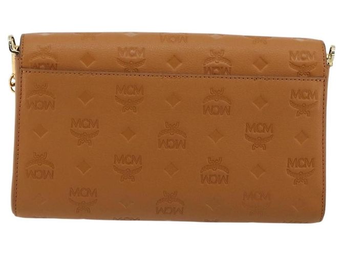 Borsa a Spalla MCM Vicetos Logogram Chain in Pelle Marrone Oro Auth mr2451V D'oro - vista 3