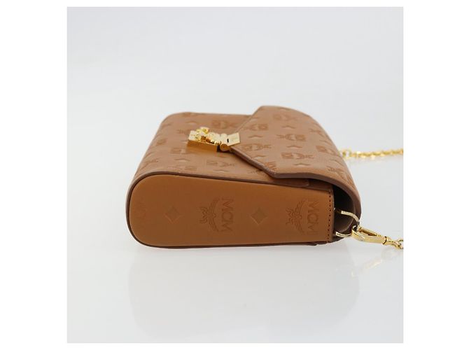 Borsa a Spalla MCM Vicetos Logogram Chain in Pelle Marrone Oro Auth mr2451V D'oro - vista 4
