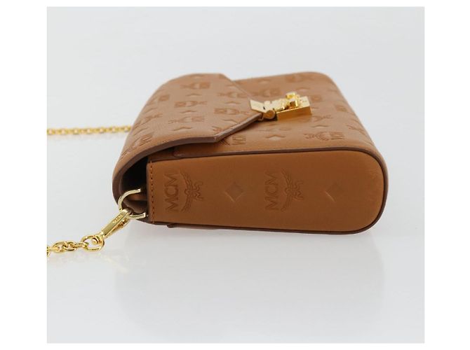 Borsa a Spalla MCM Vicetos Logogram Chain in Pelle Marrone Oro Auth mr2451V D'oro - vista 5